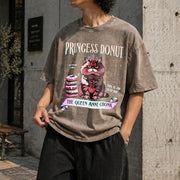 Princess Donut Queen Anne Chonk Vintage Washed T-Shirt in Brown
