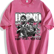 Bang World News War Graphic Vintage Washed T-Shirt in Red
