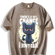 99 Percent Chance I Don't Care Vintage Washed T-Shirt in Brown