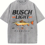 Busch Light Trout Fishing Sleeveless Tank Vintage Washed T-Shirt in Gray