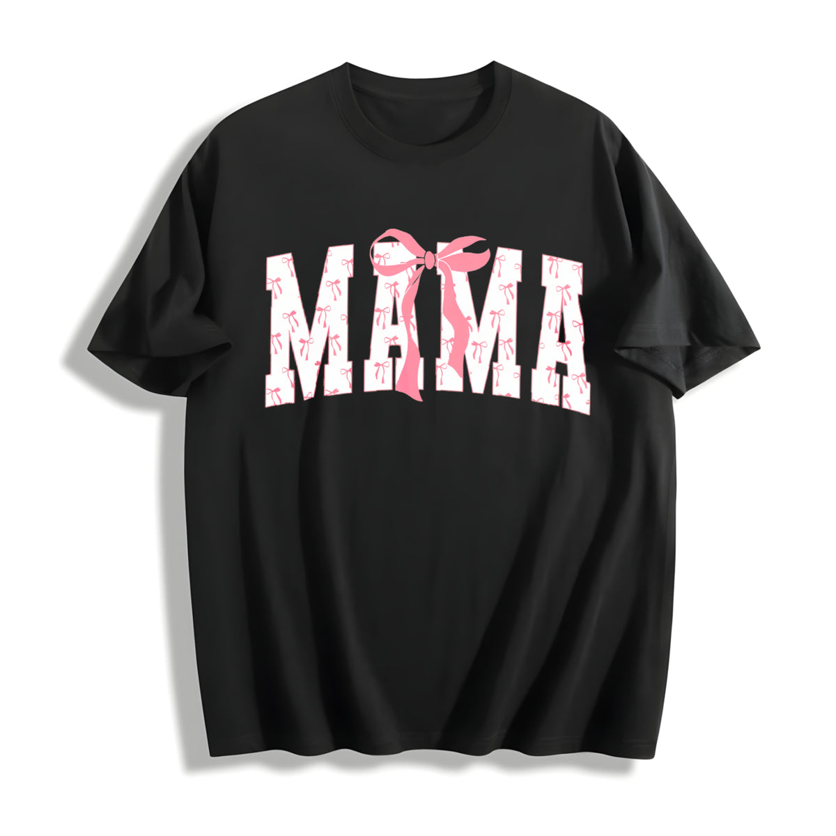 Coquette Bows Mama Cotton T-Shirt in Black