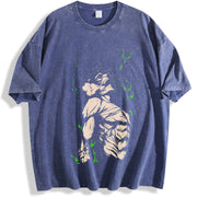 Eren Yeager - Attack on Titan Anime Soft Anime vintage washed oversized T-shirt in Blue