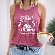 America Land of Free Women's Color Cotton Tank Top in Red