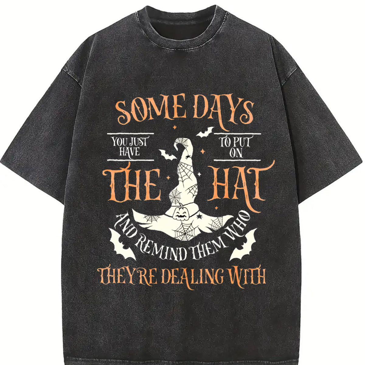 Witchcraft Spooky Witch Vintage Washed T-Shirt in Black
