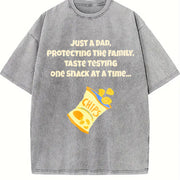 Dad Who Loves Snacks Father's Day Vintage Washed T-Shirt in Gray