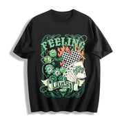 Comffort Colors Feeling Lucky Retro Western Casino Collage Cotton T-Shirt in Black