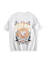 Sun Sassy Statement Cotton T-Shirt in White