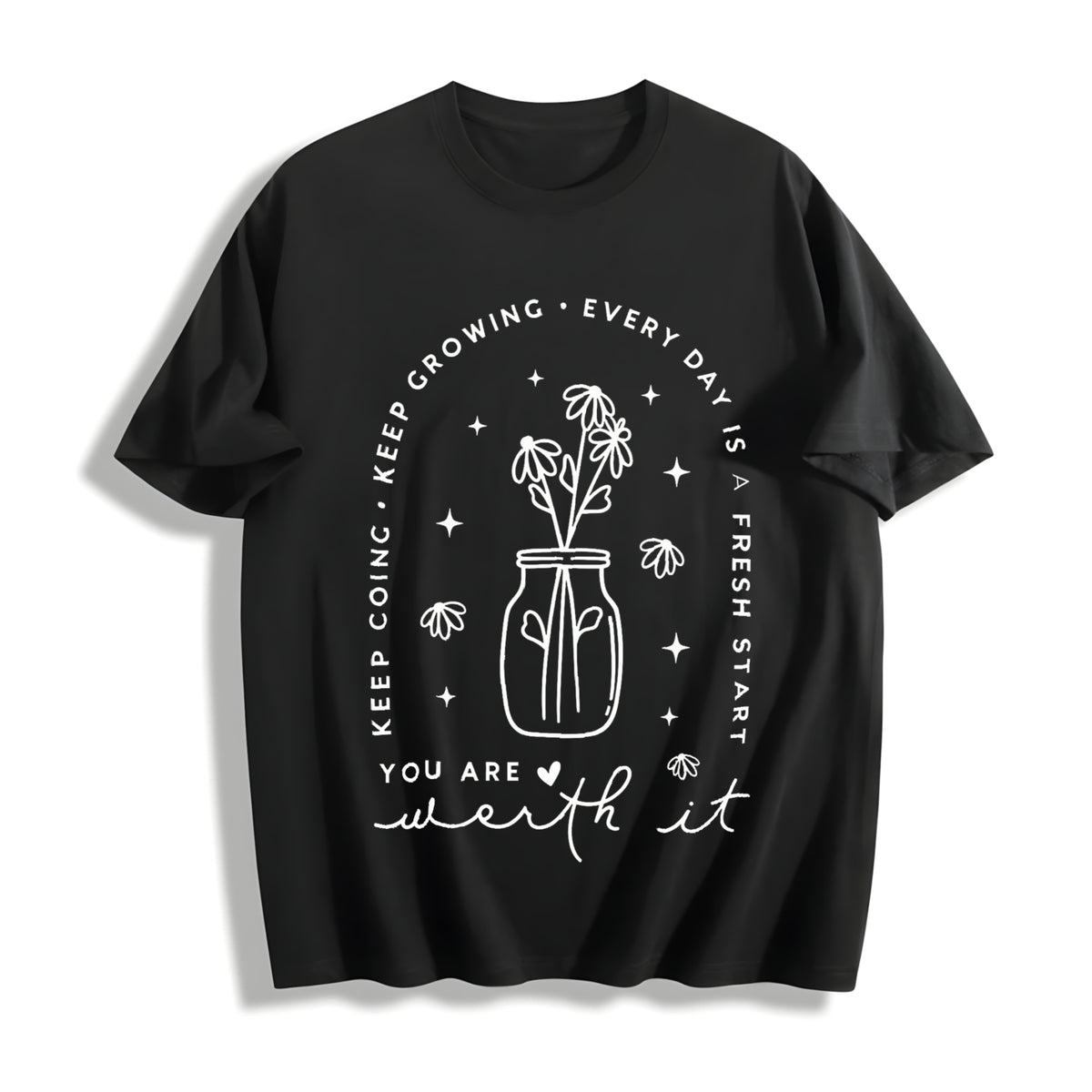 Positive Self-care Cotton T-Shirt in Black