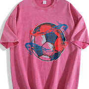 Red and Blue Soccer Ball Vintage Washed T-Shirt in Red