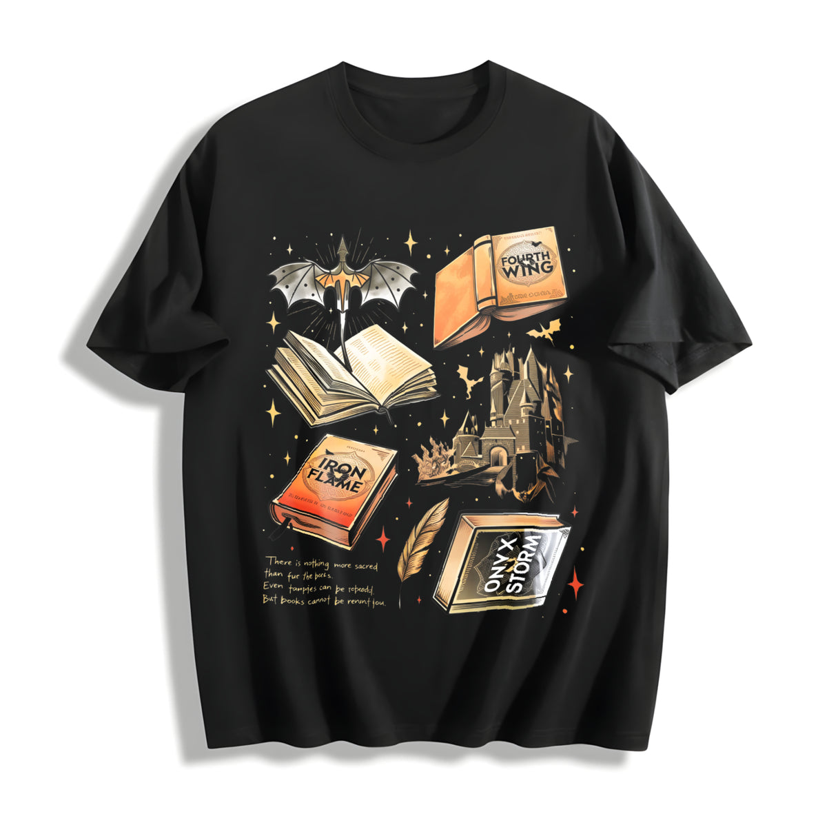 Fourth Wing Series for Fans Cotton T-Shirt in Black