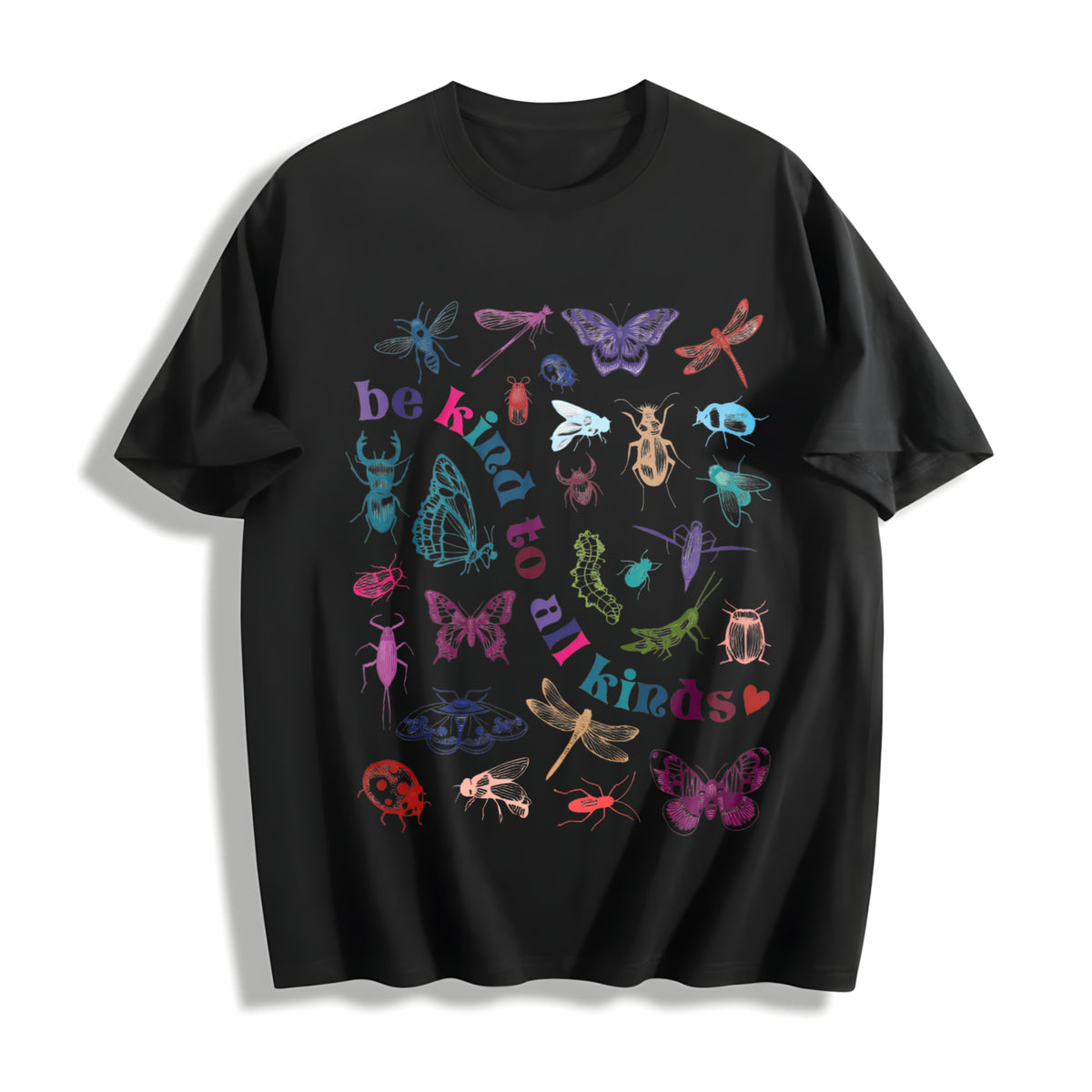 Be Kind to All Kinds Cotton T-Shirt in Black