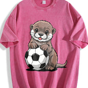 Otter Soccer Vintage Washed T-Shirt in Red