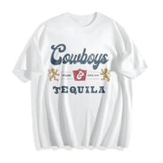 Cowboys and Tequila Cotton T-Shirt in White