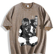 Gaara - Naruto Anime Manga For Anime Fan vintage washed oversized T-shirt in Brown