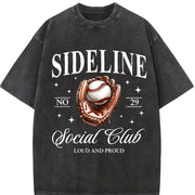 Thick Blouse with Retro Texture Vintage Washed T-Shirt in Black