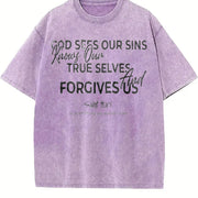 Saint Tears Faith Over Fear Vintage Washed T-Shirt in Purple