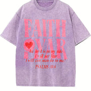 Faith Over Fear Jesus Christian vintage washed oversized T-shirt in Purple