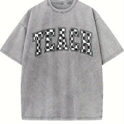 Checkered Teacher for Teacher Vintage Washed T-Shirt in Gray