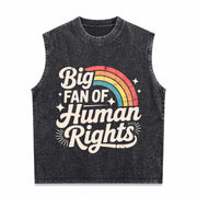 Big Fan of Human Rights Vintage Washed Tank Top in Black