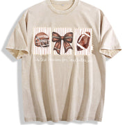 Football Tis the Season for Touchdowns Vintage Washed T-Shirt in Beige
