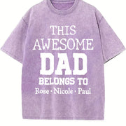 This Awesome Dad Belongs Vintage Washed T-Shirt in Purple