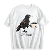 Hello Darkness My Old Friend Cotton T-Shirt in White