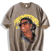 Deion Prime We Coming Coach vintage washed oversized T-shirt in Brown