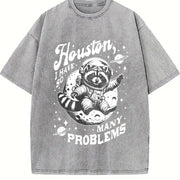 Houston I Have So Many Problems Vintage Washed T-Shirt in Gray
