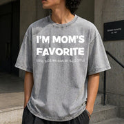 Moms Favorite Son Daughter I'm Mom's Favorite Golf Vintage Washed T-Shirt in Gray