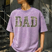 Custom Moss Dad Camo Hunting Dad Vintage Washed T-Shirt in Purple