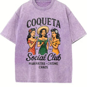Coqueta Social Club Vintage Washed T-Shirt in Purple