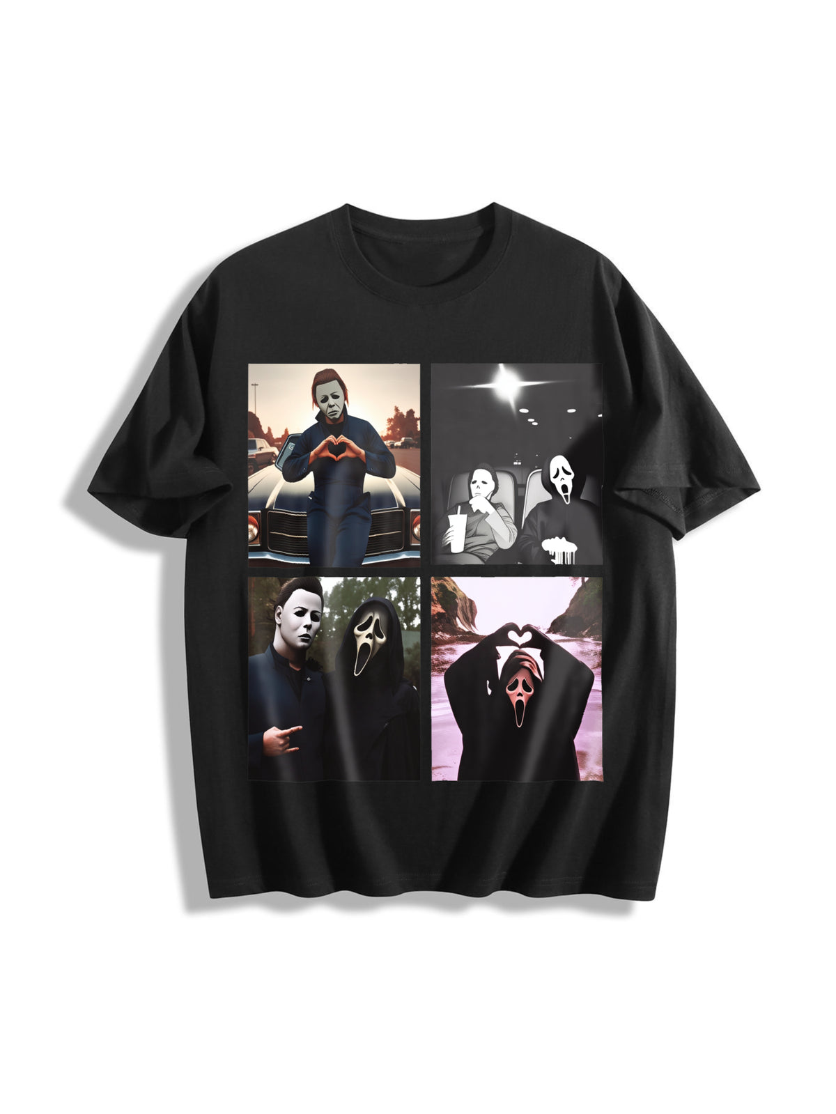 Michael Myers and Ghostface Cotton T-Shirt in Black