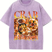 Crab Rangoon Food Retro 90s Snack Vintage Washed T-Shirt in Purple