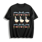 Blue Ribbon Goose Retro Goose Cotton T-Shirt in Black
