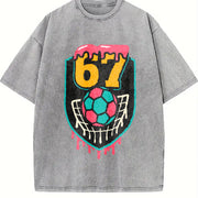 67 Soccer Shield Vintage Washed T-Shirt in Gray