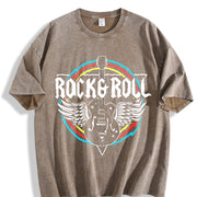 Round Rock Band Spring and -1xl-5xl Vintage Washed T-Shirt in Brown