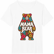 Floral Mama Bear Mothers Day Cotton T-Shirt in White