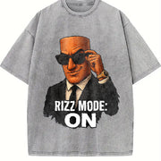 Premium Tung Sahur Rizz Mode Activated Italian Brainrot Vintage Washed T-Shirt in Gray