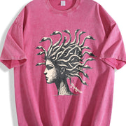Retro Medusa Goose Head 90s Vintage Washed T-Shirt in Red