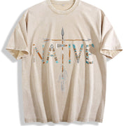 Native Indian American Day Pride Indigenous Native vintage washed oversized T-shirt in Beige