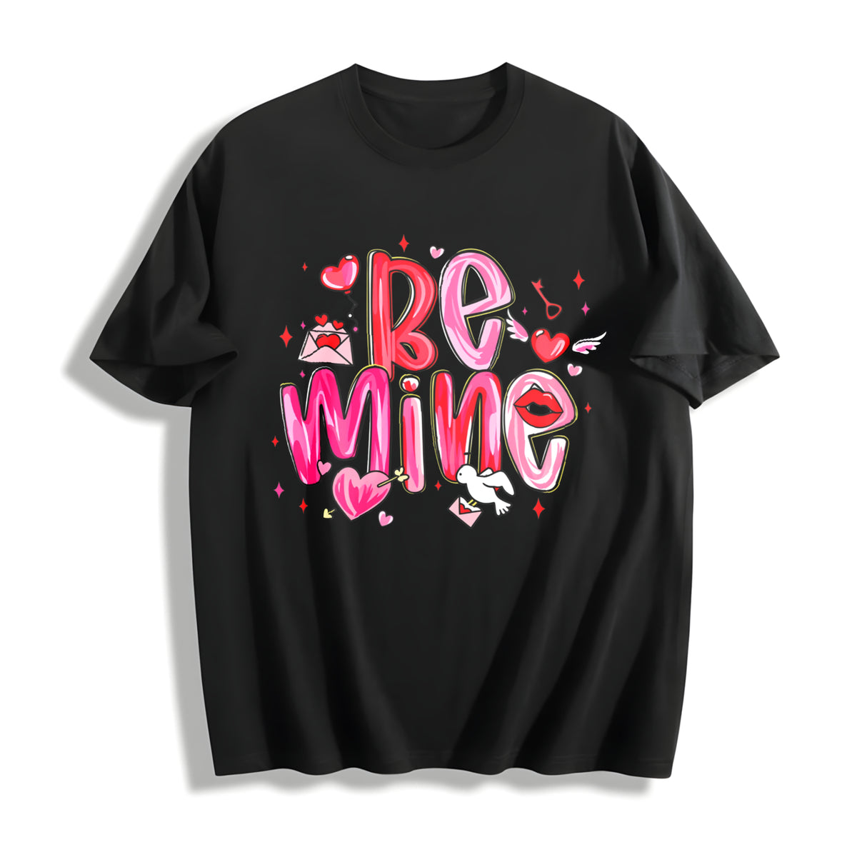 🌹 Love Cupid Says Be Mine Cotton T-Shirt in Black