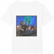 DJ Cat Rave Party Cats Cotton T-Shirt in White