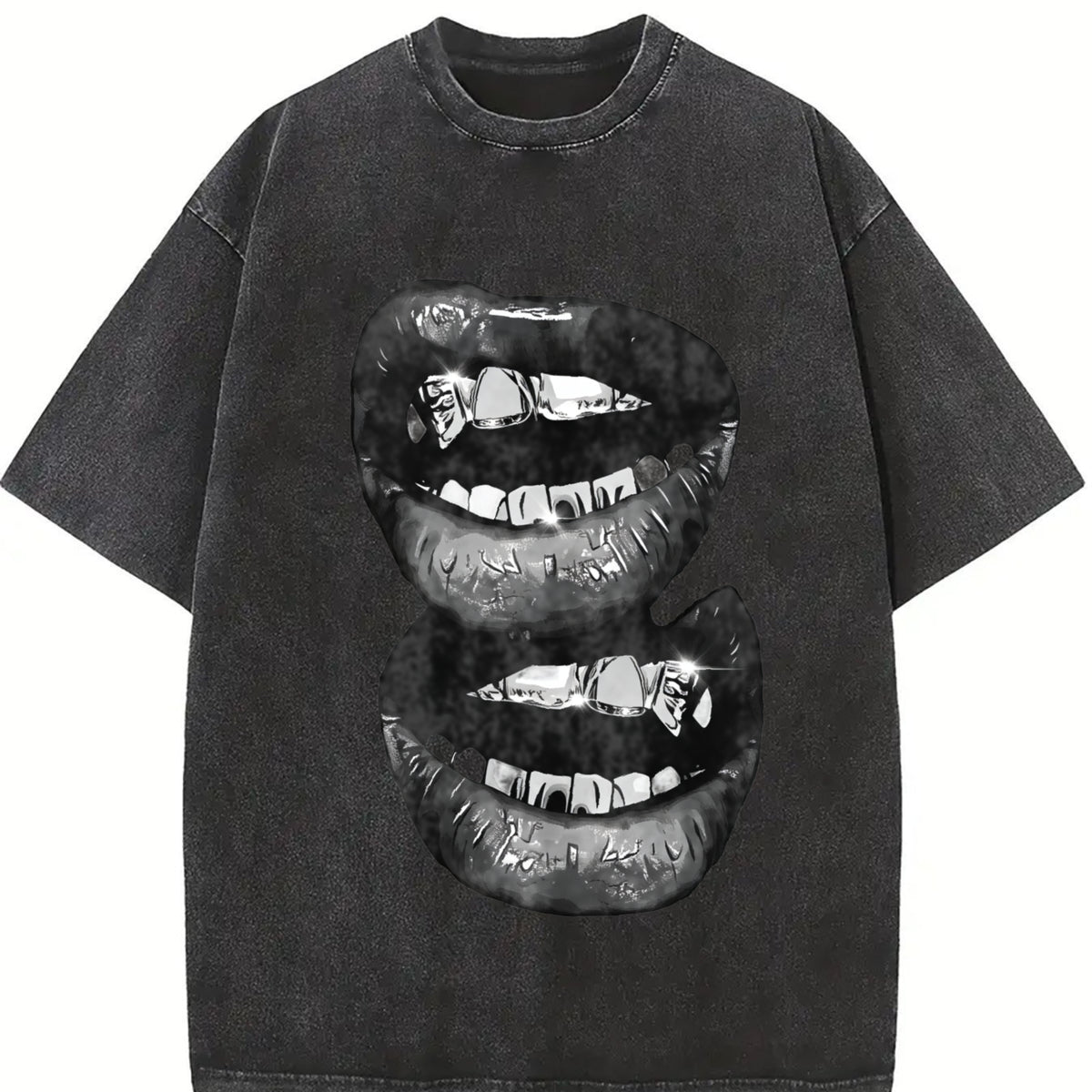 Fashionable Mouth Boxy for a Unique Bold Look vintage washed oversized T-shirt in Black