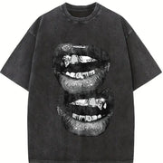 Fashionable Mouth Boxy for a Unique Bold Look vintage washed oversized T-shirt in Black