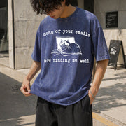 None of Your Emails Vintage Washed T-Shirt in Blue