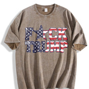 Fuck Trump USA Flag Vintage Washed T-Shirt in Brown