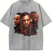 PAID IN FULL Mitch Ace & Rico Oil Paint Style Classic vintage washed oversized T-shirt in Gray