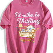 I'd Rather Be Thrifting vintage washed oversized T-shirt in Red