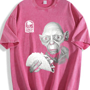 Taco Bell Gollum LOTR Hilarious Taco Lover's vintage washed oversized T-shirt in Red