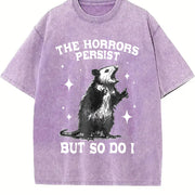 Retro Possum Says 90s Vintage Washed T-Shirt in Purple